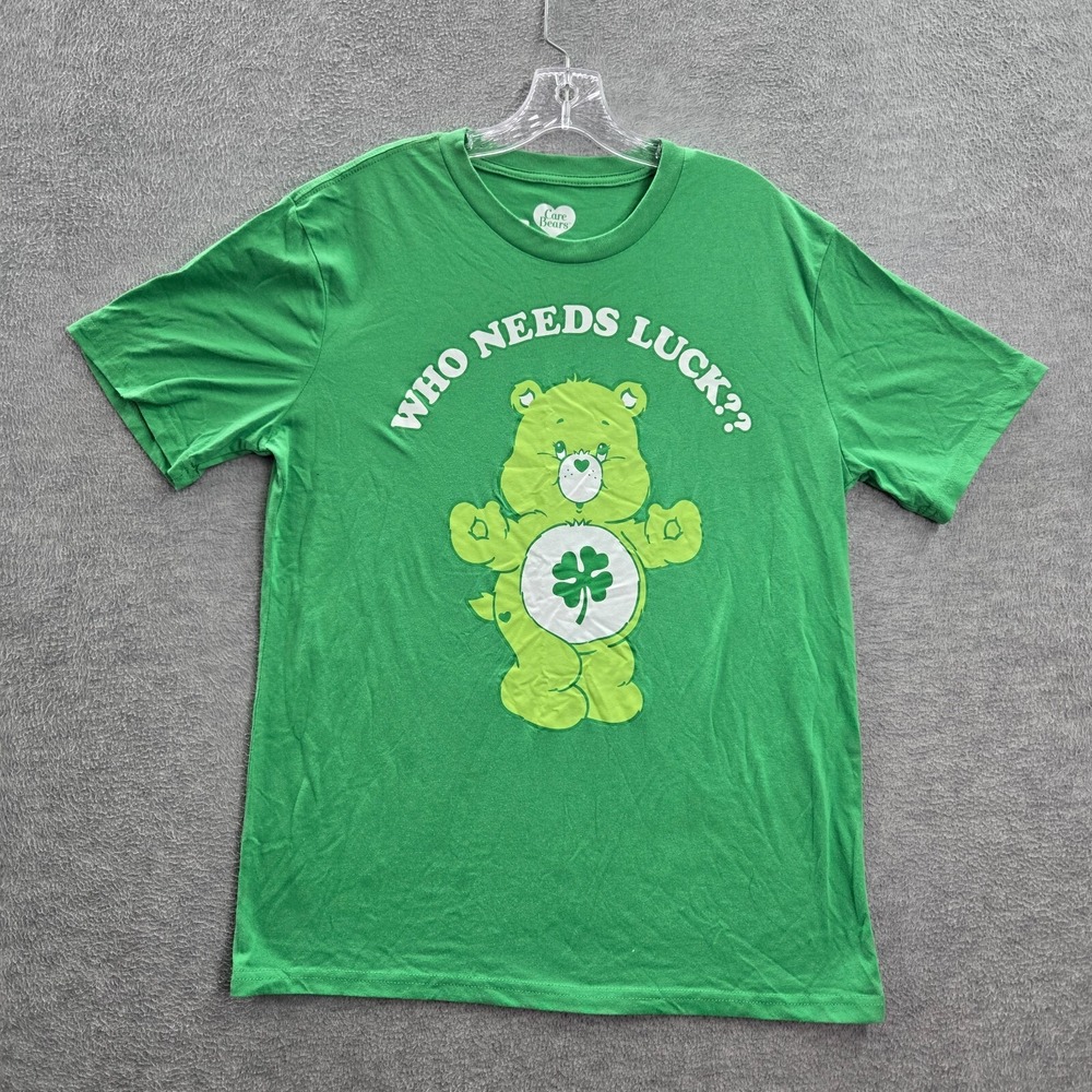 Care Bears Men Shirt Large Green Who Needs Luck Graphic‎ Crew Neck Short Sleeve